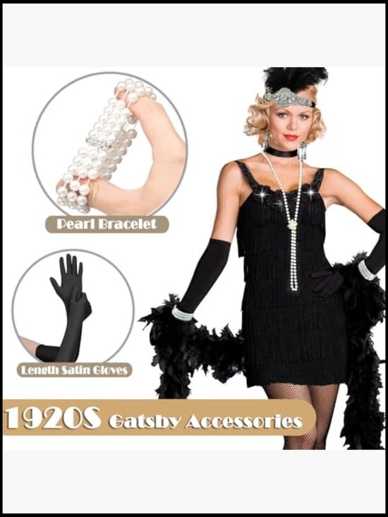 Flapper Long Chain Rhinestone Headpiece Headband Great Gatsby Party Accessory main image 5
